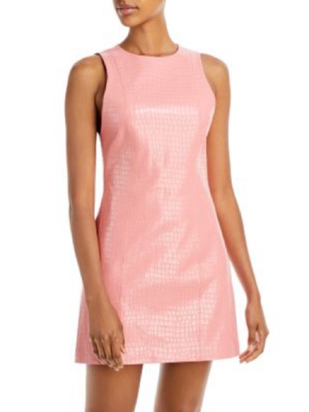 ALICE + OLIVIA Daven Croc Vegan Leather Pink Sleeveless minidress. Size 0